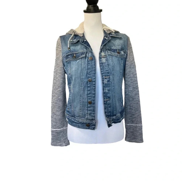 Black Rivet Denim Hooded Jacket. XS - Picture 1 of 4